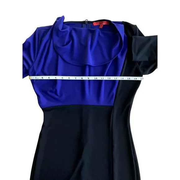 Narciso Rodriguez Cowl Neck Block Sheath Dress 3/4 Sleeves Back Zipper XS - Picture 8 of 12